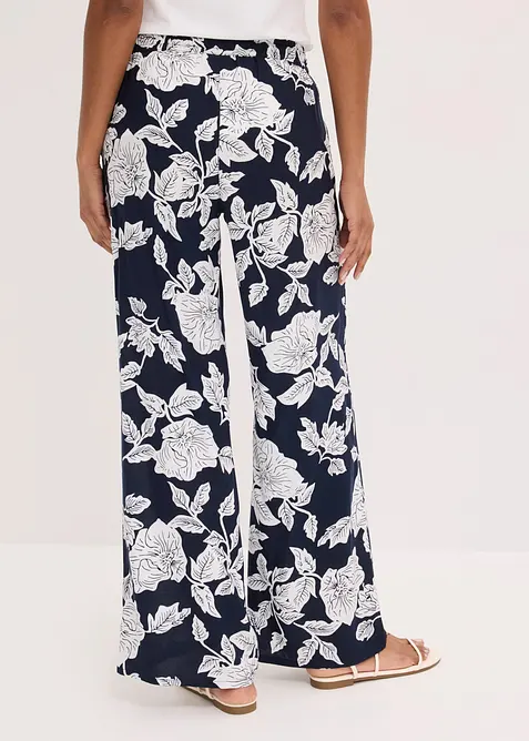 Pantalon palazzo imprim&eacute; en viscose, bonprix