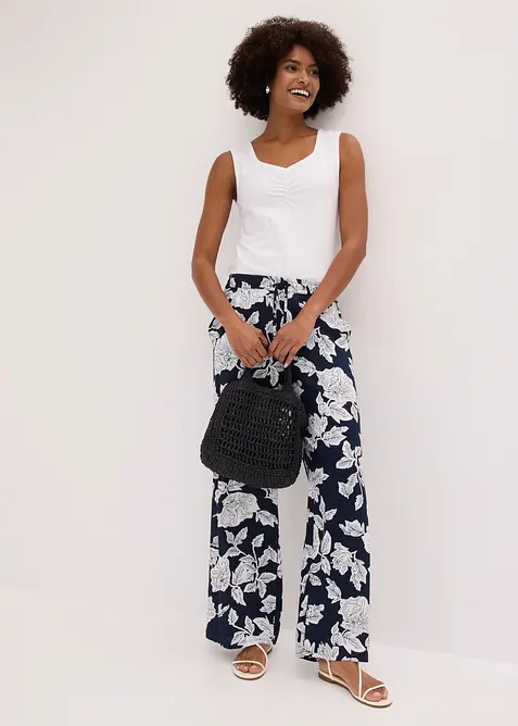 Pantalon palazzo imprim&eacute; en viscose, bonprix