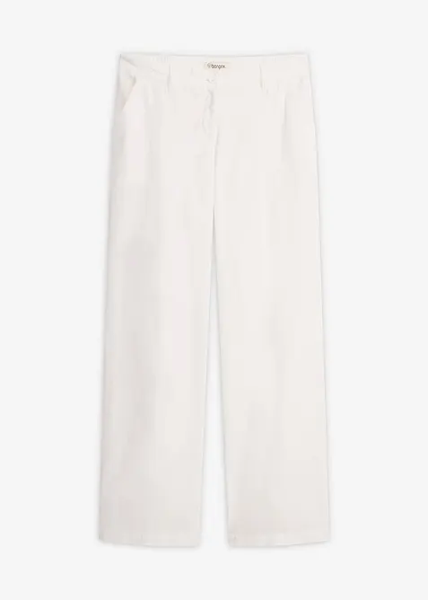 Pantalon tiss&eacute; en lin et coton, bonprix