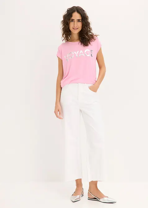 T-shirt long en viscose extensible, bonprix