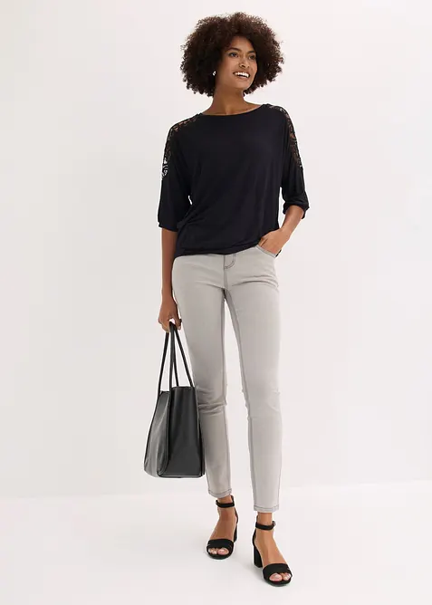 T-shirt oversize en viscose et dentelle, bonprix