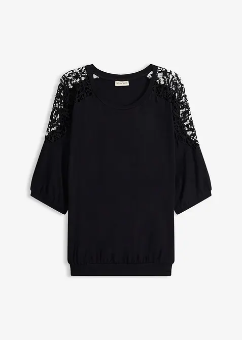 T-shirt oversize en viscose et dentelle, bonprix