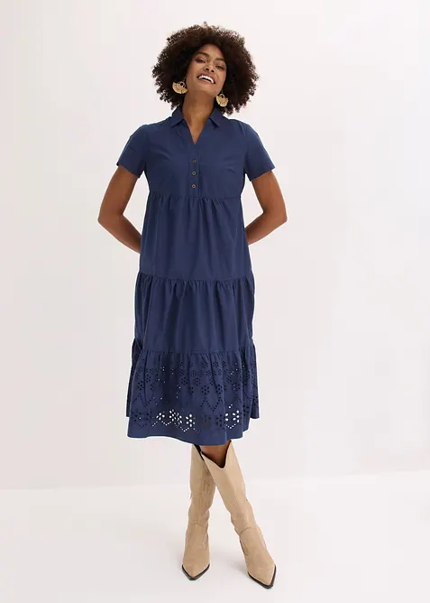 Tunika-Kleid aus reiner Baumwolle mit Lochstickerei, bonprix