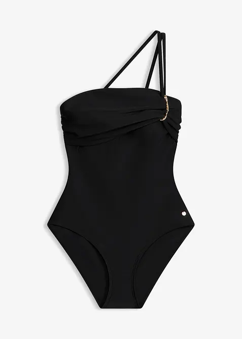 Bandeau-Badeanzug mit goldfarbenen Details, bonprix
