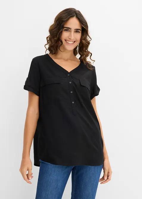 Blouse en viscose &agrave; manches courtes, bonprix