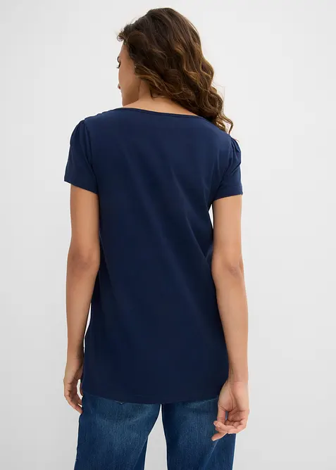 T-shirt coton et dentelle, manches courtes, bonprix