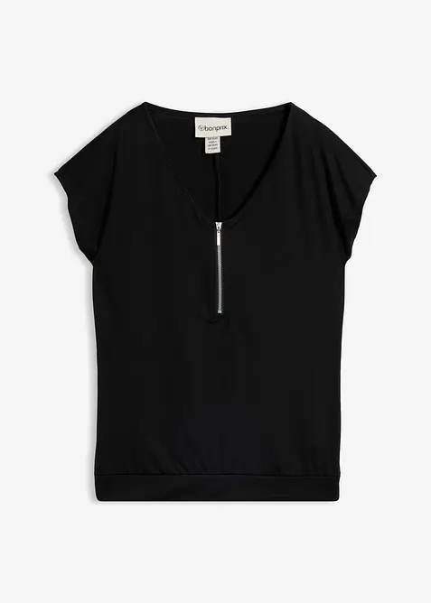 Shirt mit Rei&szlig;verschluss, Kurzarm, bonprix