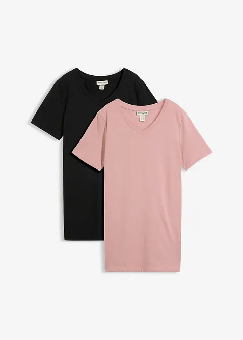 Longshirt mit V-Ausschnitt (2er Pack), bonprix