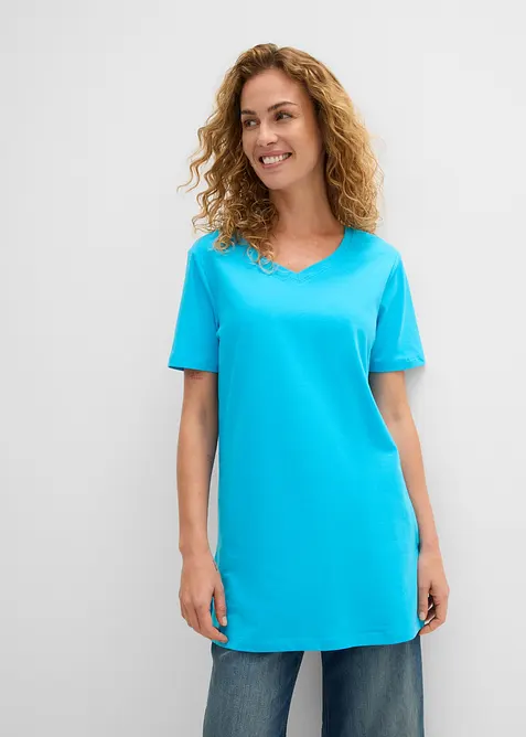 Lot de 2 T-shirts longs col V, bonprix