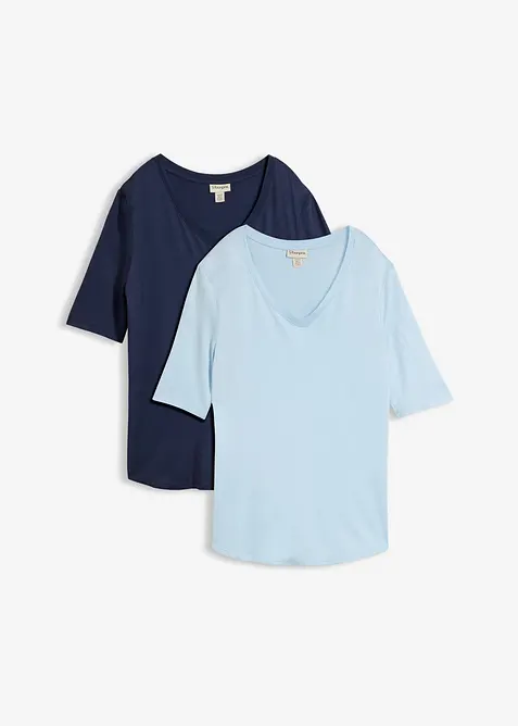 Longshirt aus softer Viskose, 2er-Pack, bonprix