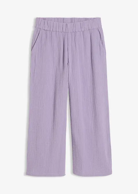 Pantalon large &agrave; pinces en gaze de coton, bonprix