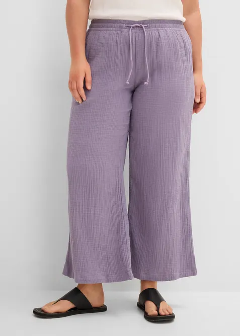 Pantalon palazzo l&eacute;ger en gaze de coton, bonprix