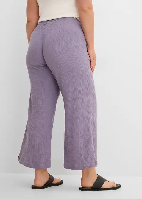 Pantalon palazzo l&eacute;ger en gaze de coton, bonprix