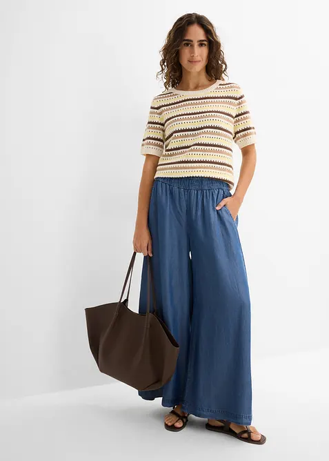 Pantalon palazzo, bas de jambes fendus, longueur 7/8, bonprix