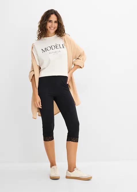 Capri-Leggings mit Spitzendetail, bonprix