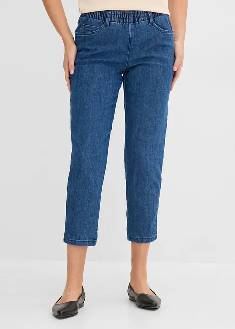 Lot de 2 pantalons 7/8 droits, taille mi-haute &eacute;lastiqu&eacute;e, bonprix