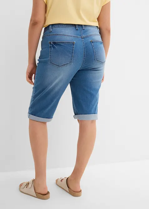 Bermuda en jean, taille mi-haute &eacute;lastiqu&eacute;e, bonprix