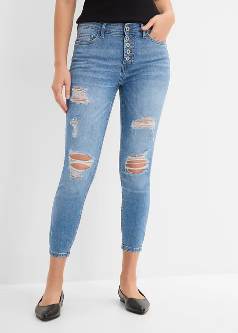 Skinny-Jeans, Mid Waist, Destroyed, bonprix