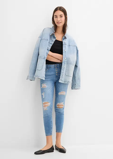 Skinny-Jeans, Mid Waist, Destroyed, bonprix