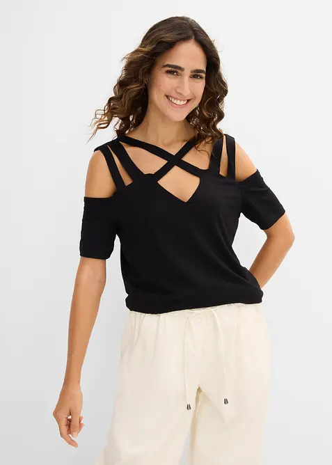 T-shirt &agrave; d&eacute;coupes en viscose, bonprix