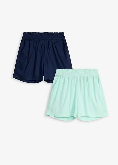 Lot de 2 shorts en viscose &agrave; taille &eacute;lastiqu&eacute;e, bonprix