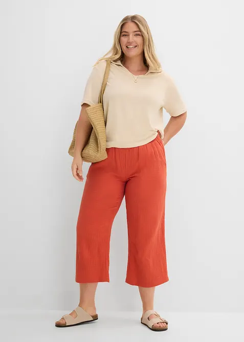 Pantalon large en gaze de coton, bonprix