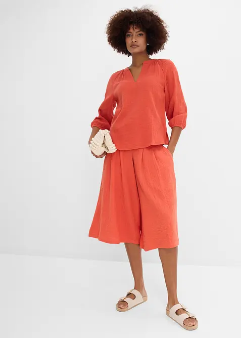 Blouse oversize en gaze de coton, bonprix