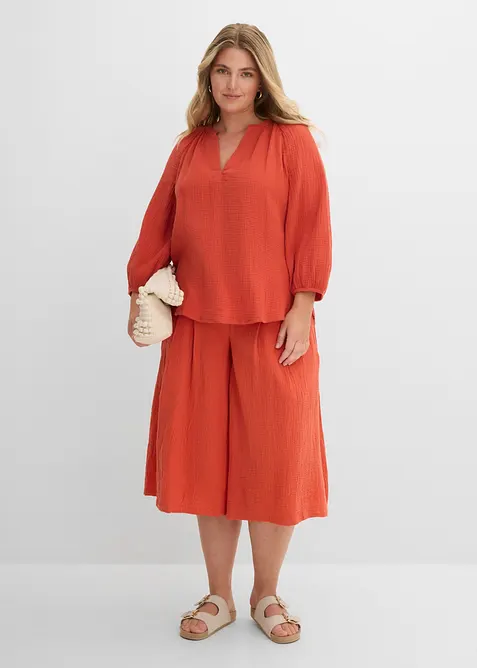 Blouse oversize en gaze de coton, bonprix