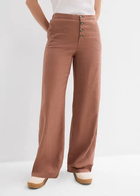Pantalon palazzo en lin m&eacute;lang&eacute;, bonprix
