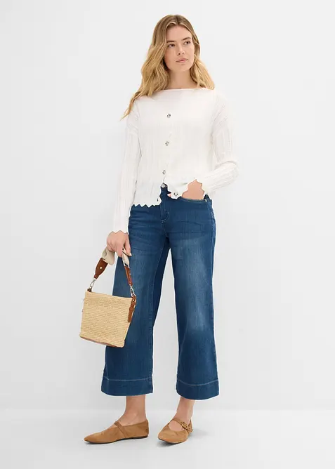 Jupe-culotte en jean ultra-doux, bonprix