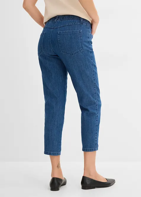 Lot de 2 pantalons 7/8 droits, taille mi-haute &eacute;lastiqu&eacute;e, bonprix