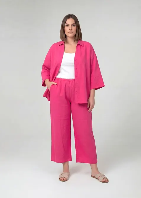 Pantalon large en viscose m&eacute;lang&eacute;e, bonprix
