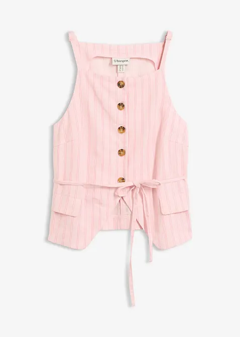 Blazer sans manches en lin m&eacute;lang&eacute;, bonprix
