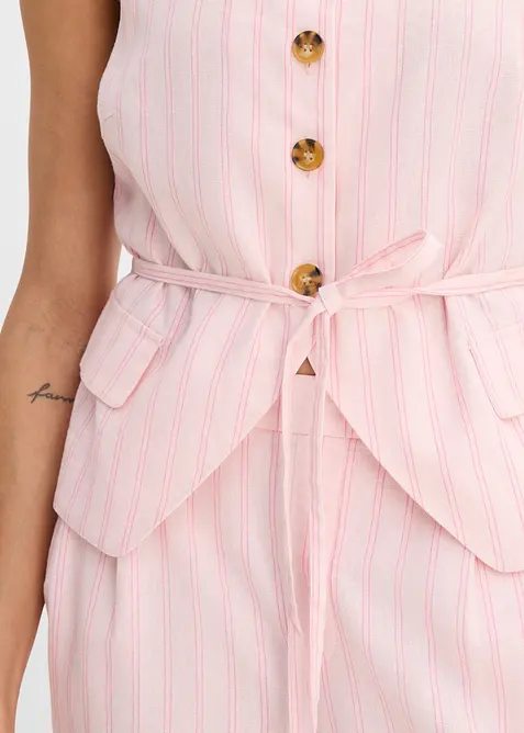 Blazer sans manches en lin m&eacute;lang&eacute;, bonprix