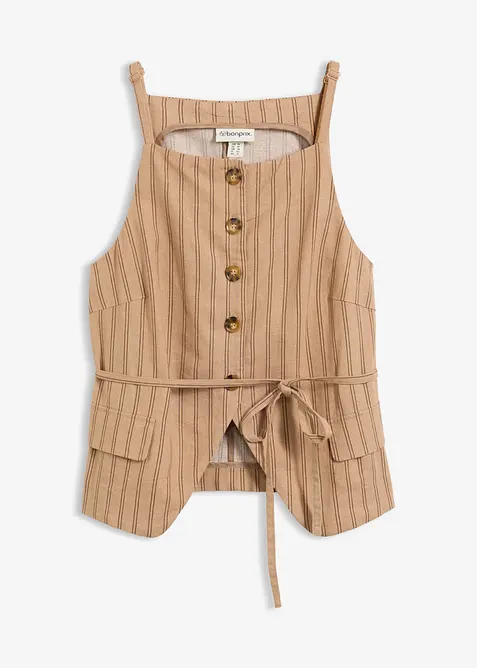 Blazer sans manches en lin m&eacute;lang&eacute;, bonprix
