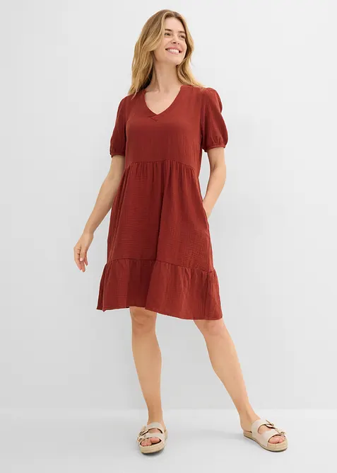 Oversized-Kleid aus Baumwoll-Musselin, bonprix