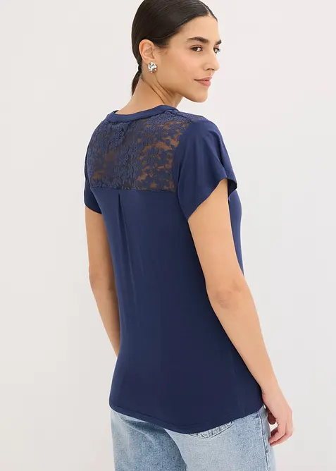 T-shirt col tunisien en viscose majoritaire, bonprix