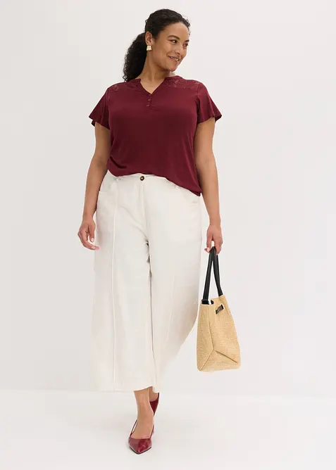 T-shirt col tunisien en viscose majoritaire, bonprix