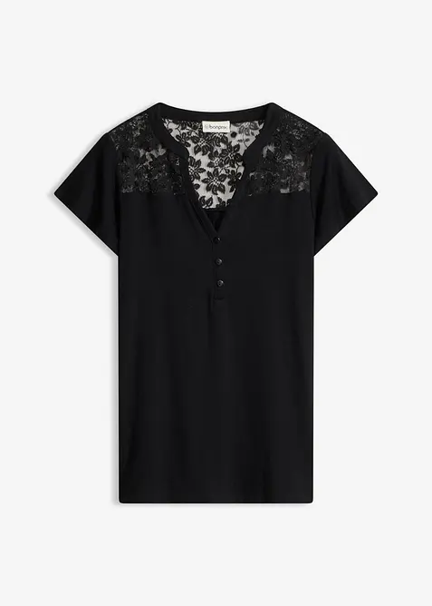 T-shirt col tunisien en viscose majoritaire, bonprix