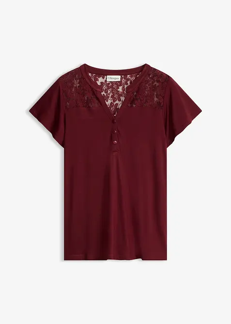 T-shirt col tunisien en viscose majoritaire, bonprix
