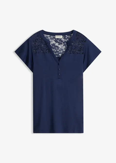 T-shirt col tunisien en viscose majoritaire, bonprix