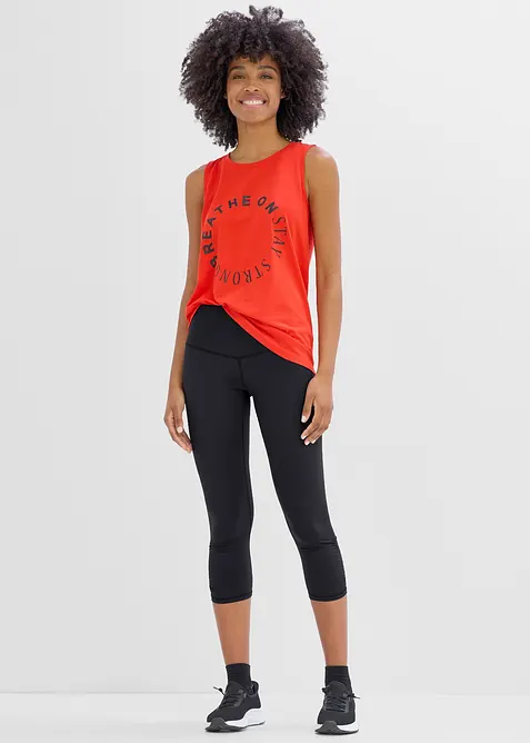 Ultraleichte Sport-Capri-Leggings mit Raffung, schnelltrocknend, bonprix