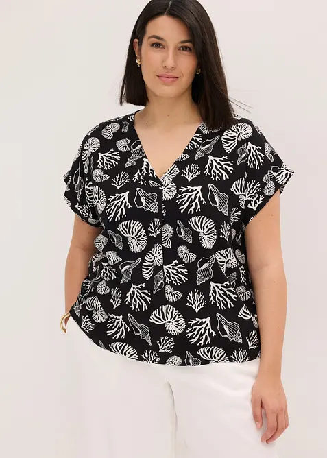 Blouse fluide &agrave; manches courtes, bonprix