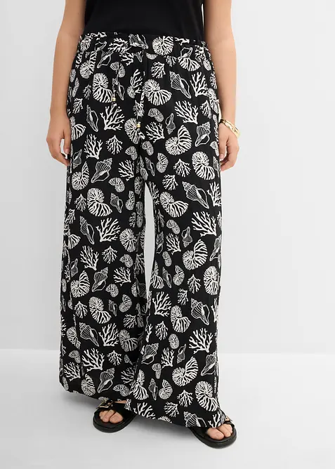 Pantalon large &agrave; pinces en viscose m&eacute;lang&eacute;e, bonprix