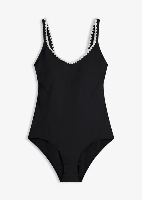 Maillot 1 pi&egrave;ce, d&eacute;tail crochet, bonprix