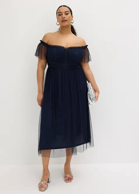 Robe longue en tulle d&eacute;licat, bonprix