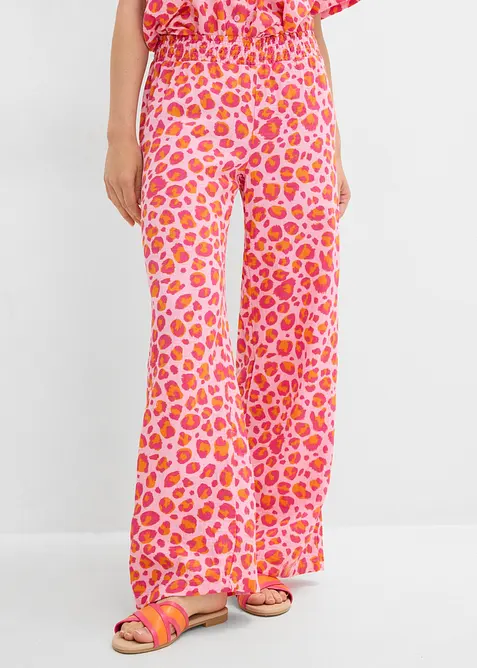 Pantalon taille &eacute;lastiqu&eacute;e en gaze de coton, bonprix