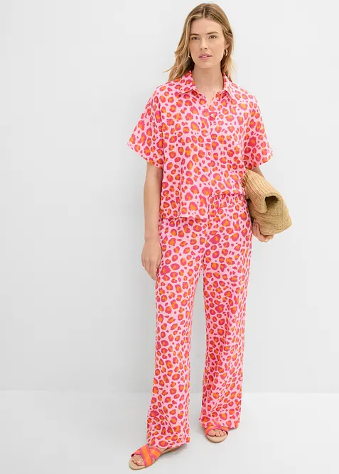 Pantalon taille &eacute;lastiqu&eacute;e en gaze de coton, bonprix