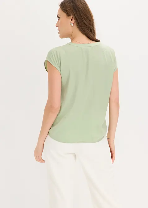 Lockere Satin-Kurzarmtunika mit &uuml;berschnittenen Schultern, bonprix