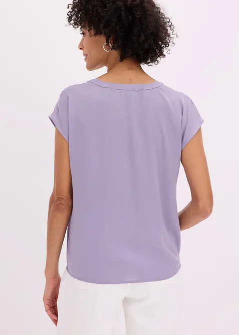 Lockere Satin-Kurzarmtunika mit &uuml;berschnittenen Schultern, bonprix